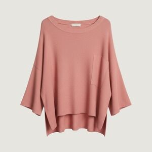 Altar'd State Waffle Knit Top Dusty Rose Pink Oversized Cropped Hi Low L